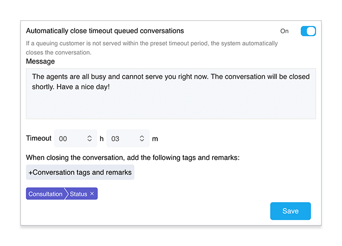 Automatically close timeout queued conversations