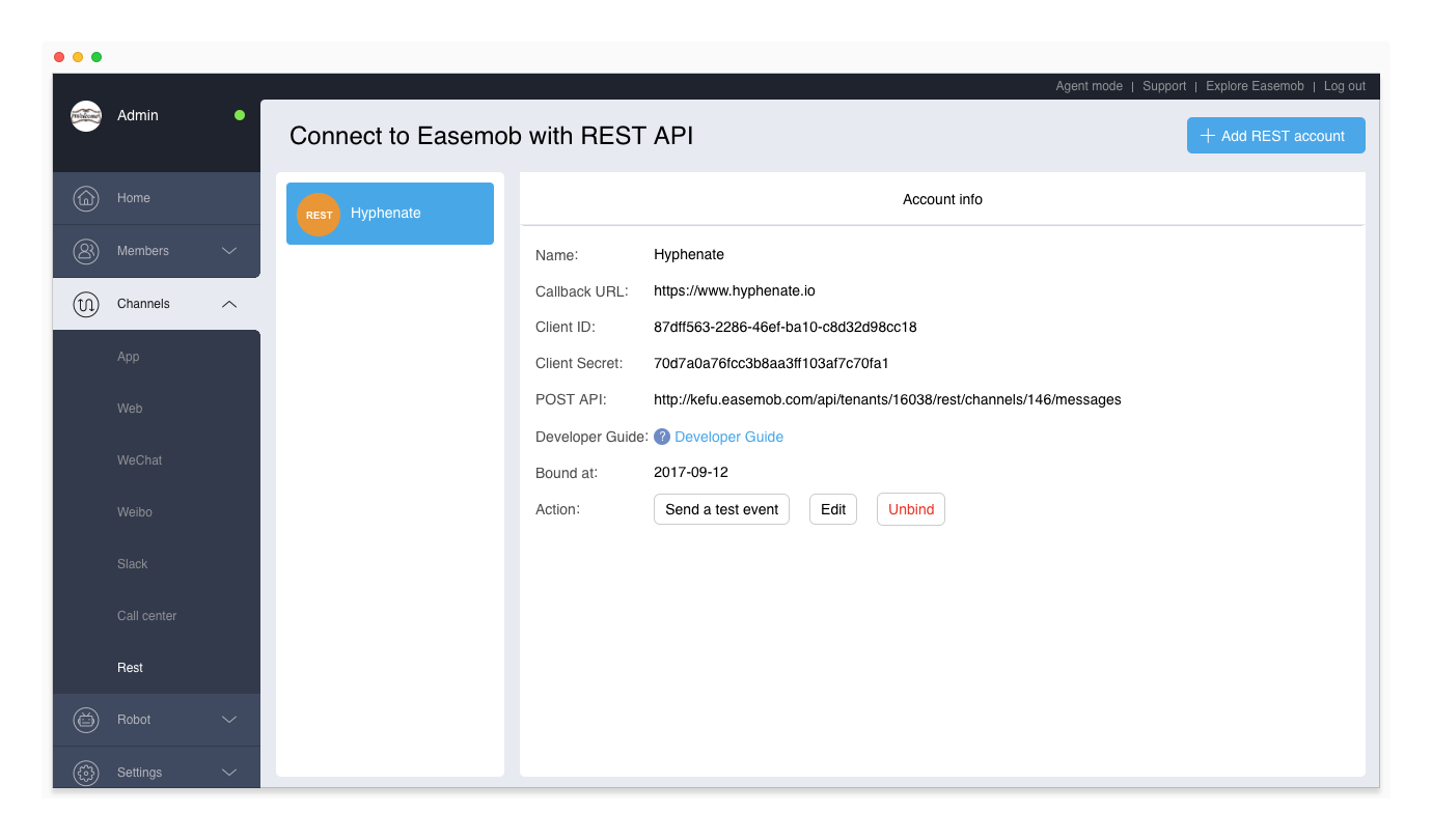 REST API channel